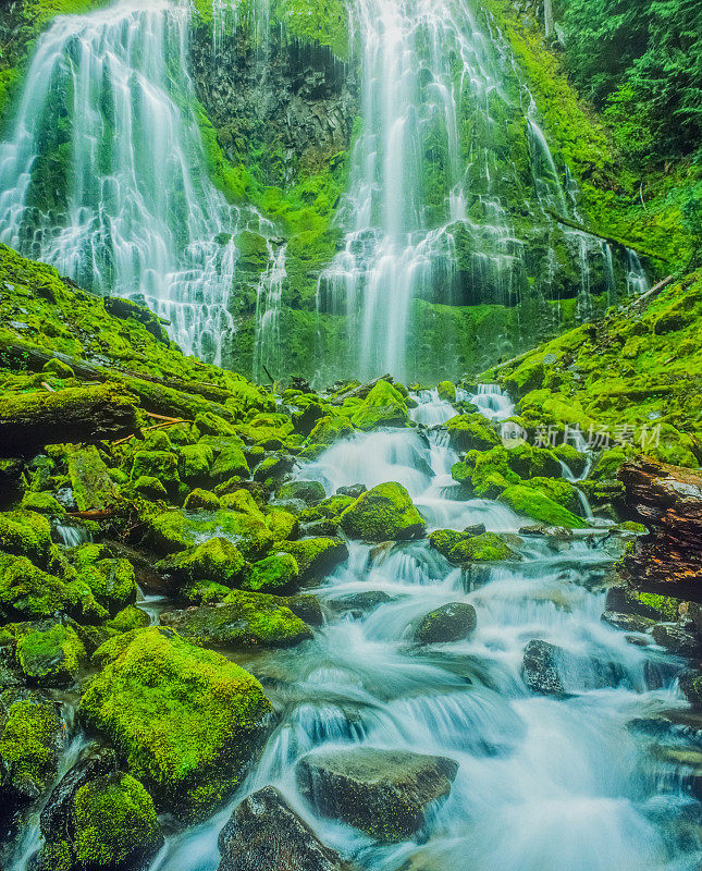 俄勒冈州麦肯齐山口附近的Proxy Falls